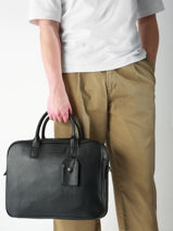 Leather Frandres Briefcase 2 Compartments Etrier Black flandres EFLA8252-vue-porte