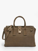 Sac Port Main M Equestre Croco Cuir Etrier Gris equestre croco EEQC142M