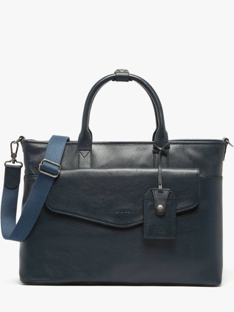 Leather Flandres Briefcase 1 Compartment Flandres Etrier Blue flandres EFLA8231